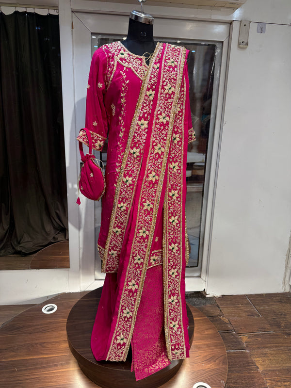 Pure crape Zardosi khadadupatta
