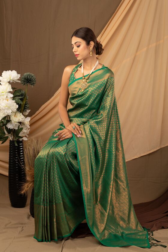 Green Zari Woven Kanjivaram Silk Saree