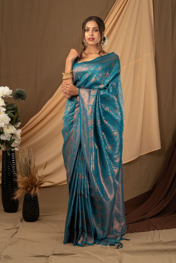 Blue Zari Woven Kanjivaram Silk Saree