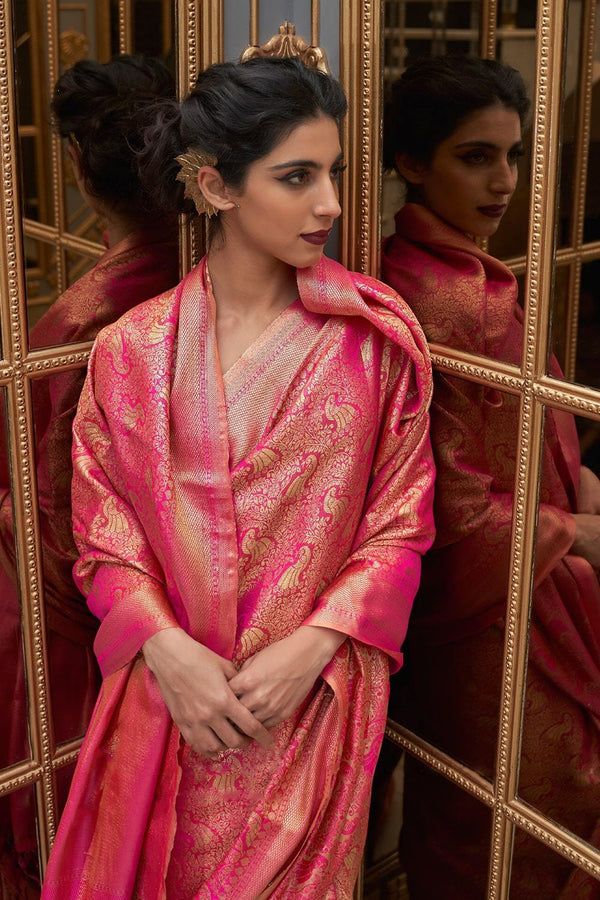 Creamy Pink Banarasi Saree