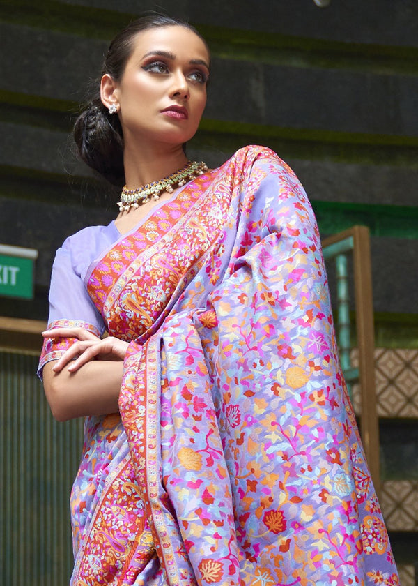 Royal Mauve Multicolor Jamewar Weave Saree