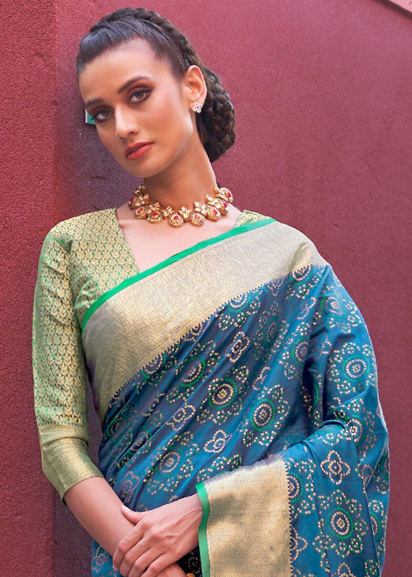 Neelam Blue Woven Patola saree