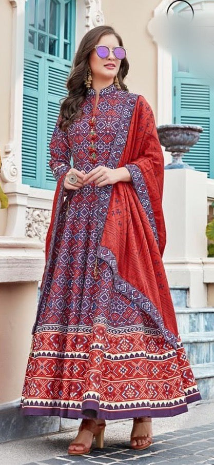 Trendy Patola print gown to enhance your beauty ..