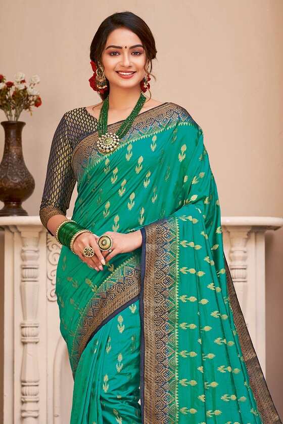 Tiffany Blue Banarasi Saree