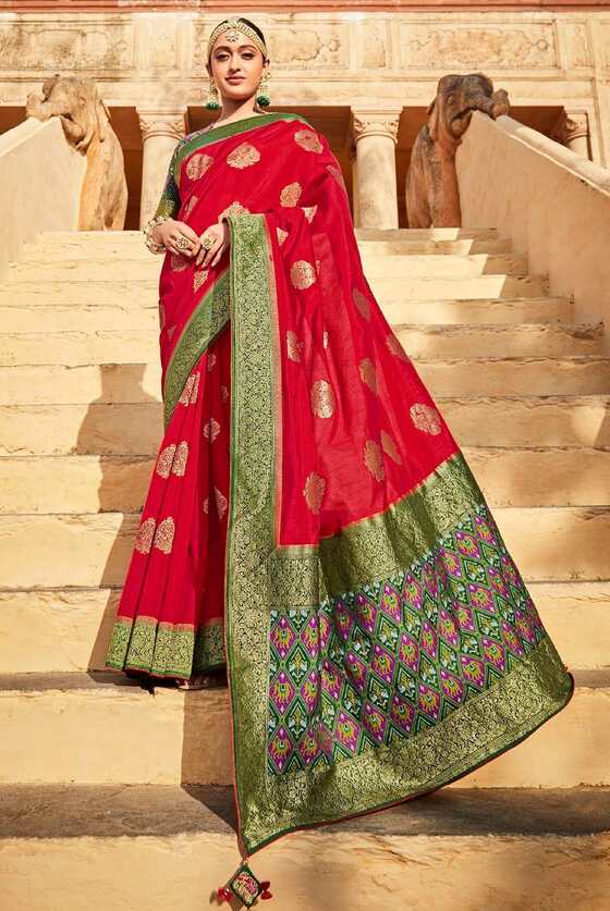 Bright Red Banarasi Patola Saree