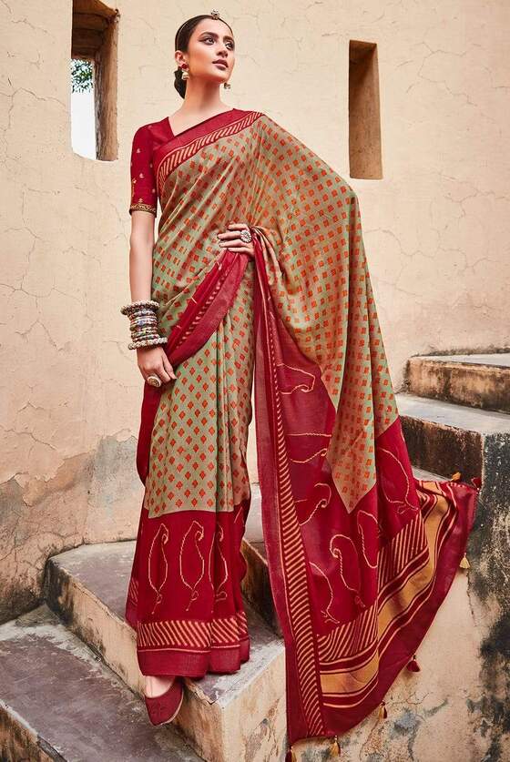 Berry Red Brasso Saree