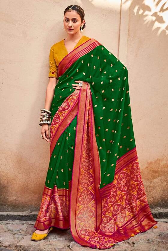 Dark Green Brasso Saree