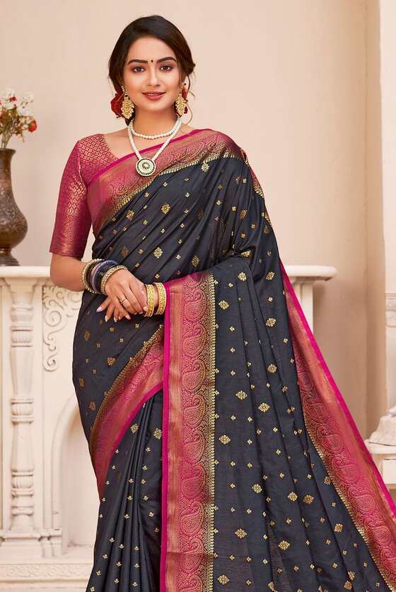 Slate Grey Banarasi Saree