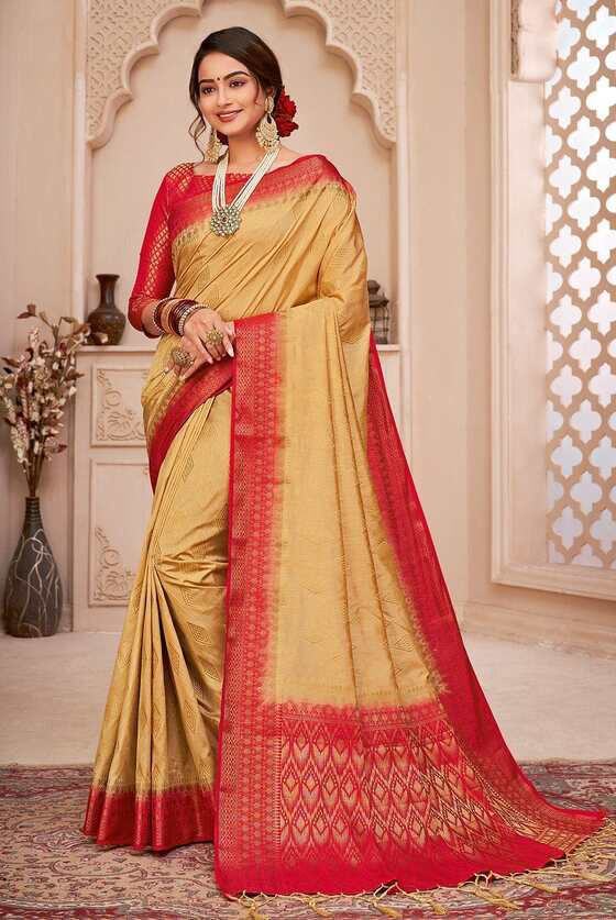 Cream Banarasi Saree