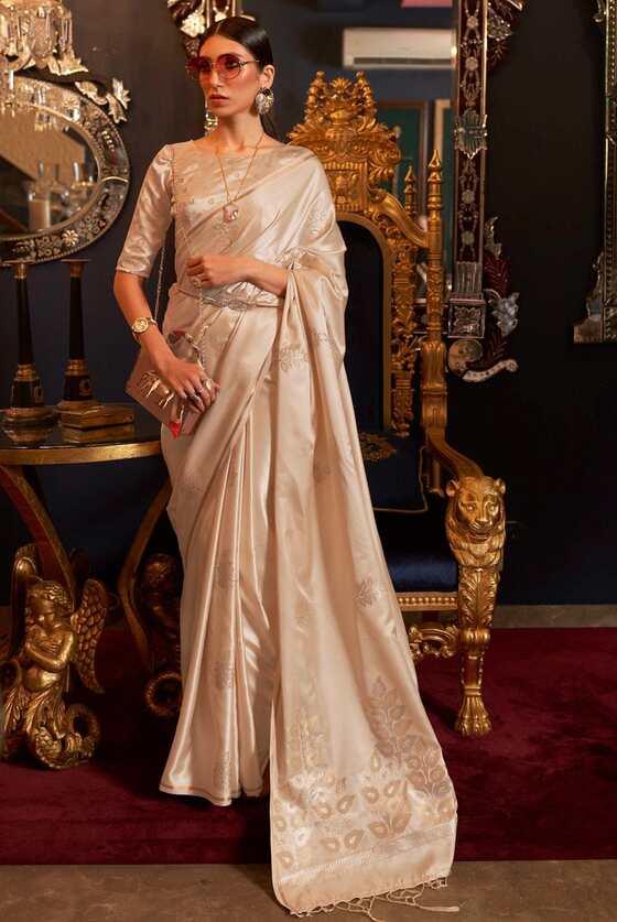 Pearl White Banarasi Saree