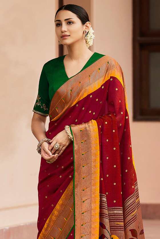 Light Maroon Paithani Saree