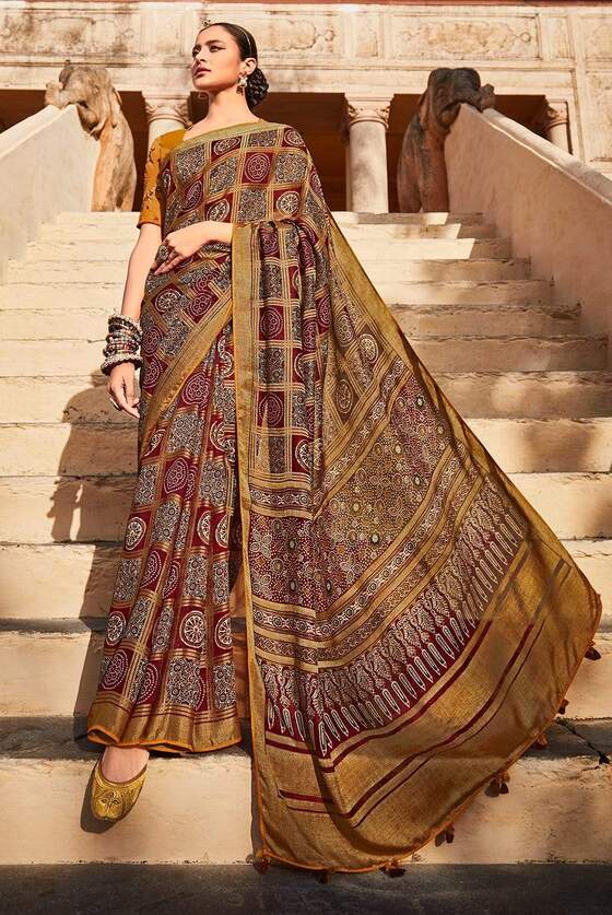 Bronze Beige Brasso Saree