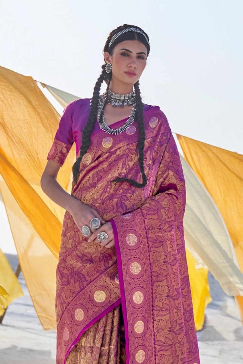 Magenta Purple Kanjivaram Saree – MOR ETHNICS