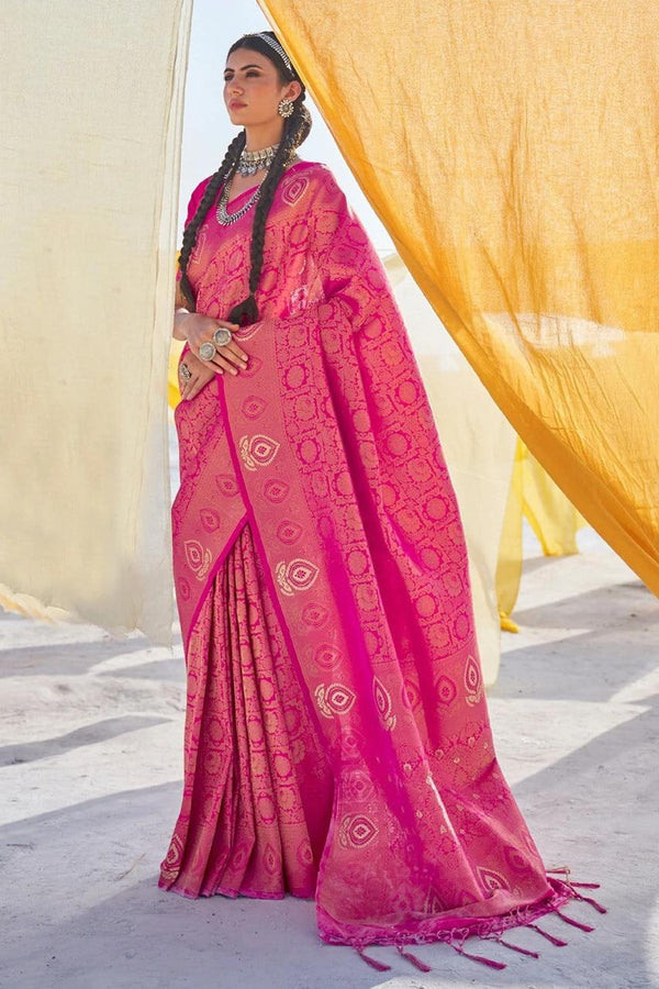 Hot Pink Kanjivaram Saree