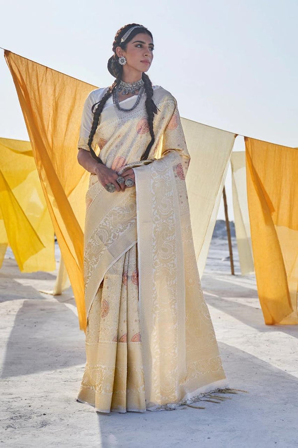 White Gold Kanjivaram Saree