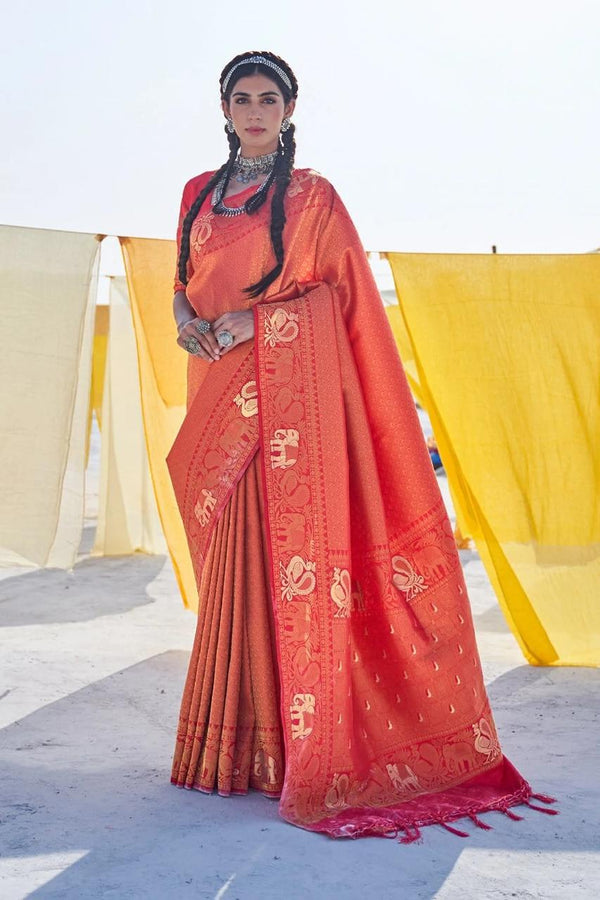 Scarlet Red Kanjivaram Saree