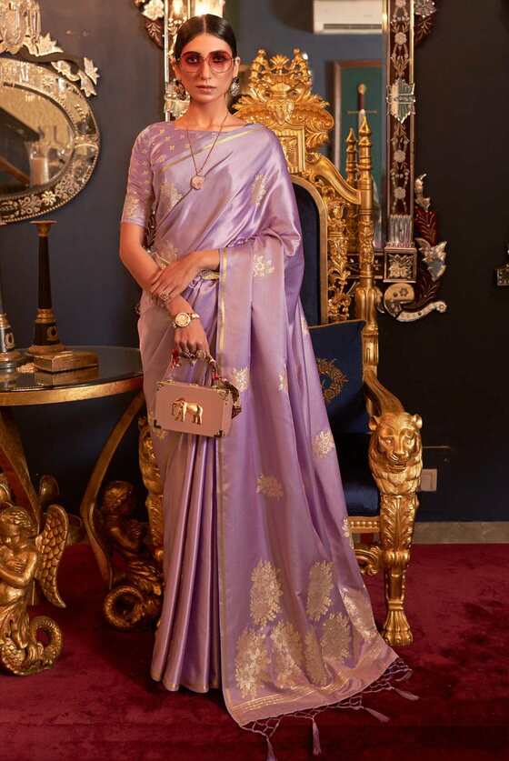 Lavender Purple Banarasi Saree