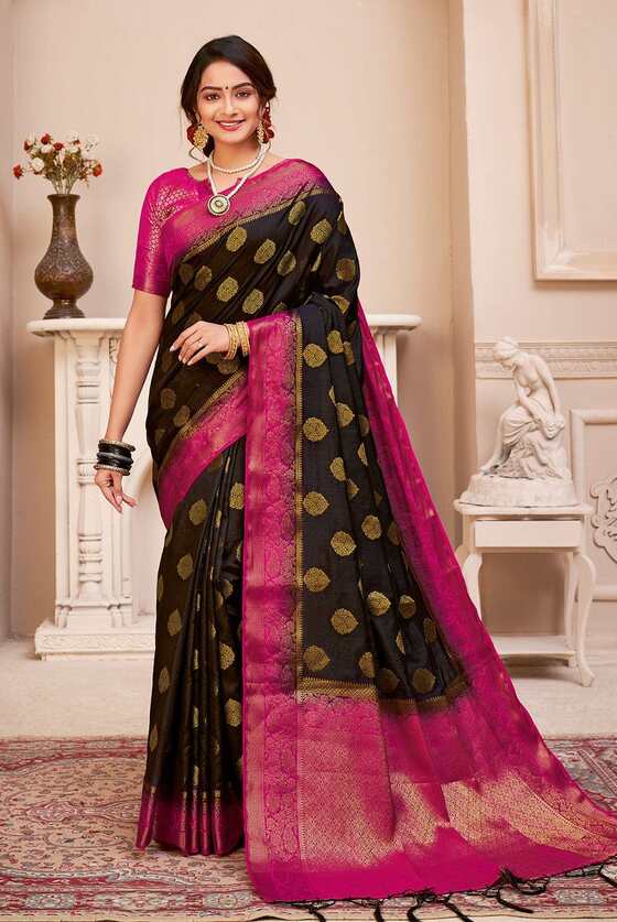 Ink Black Banarasi Saree