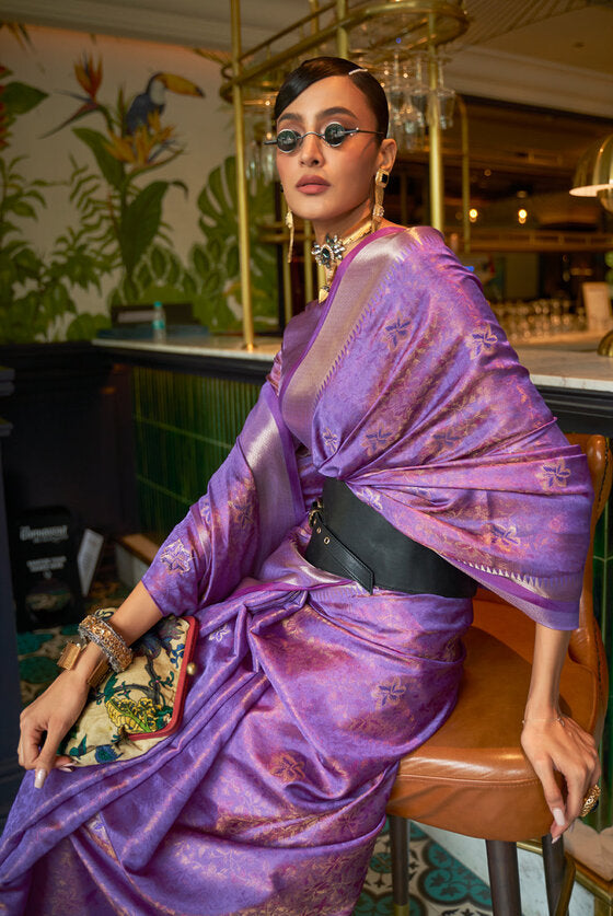 Jasmine Purple Woven Organza Silk Saree