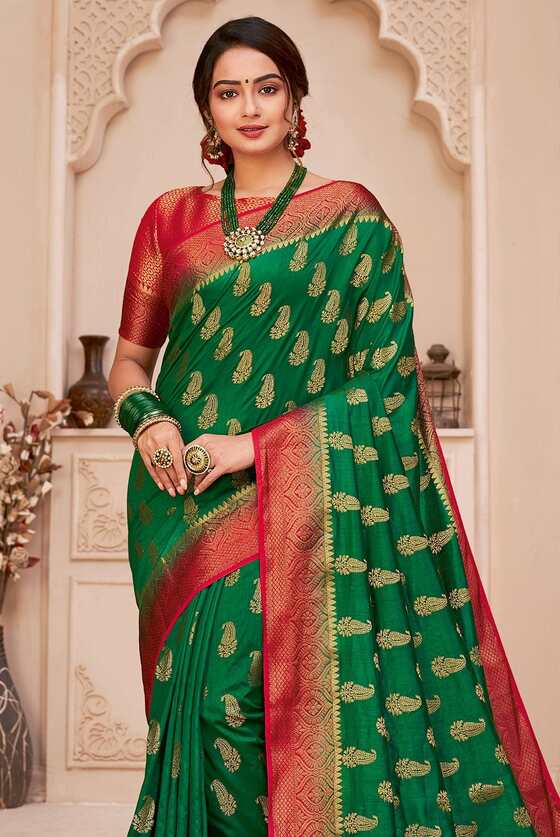 Forest Green Banarasi Saree