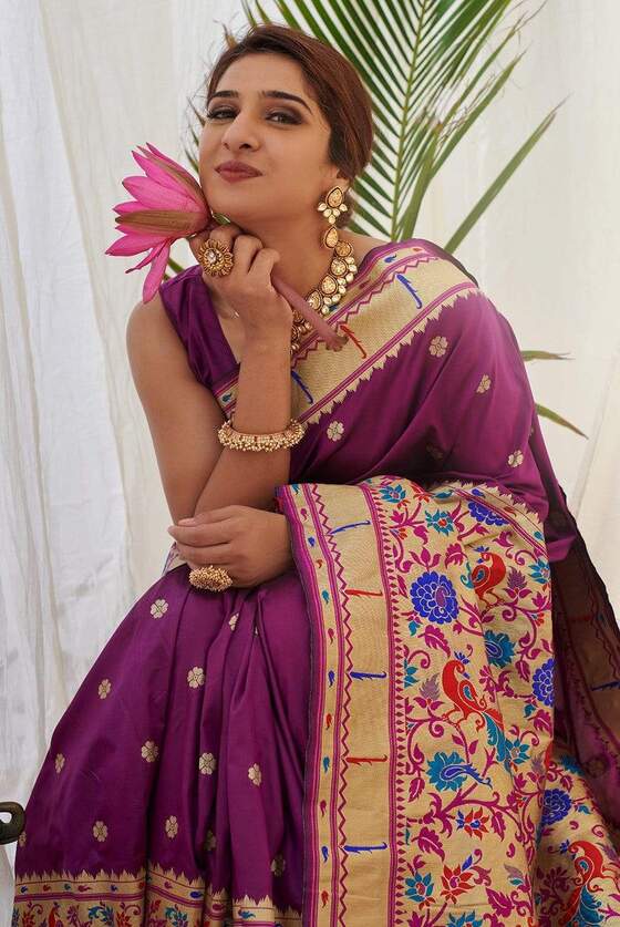 Boysenberry Purple Paithani Saree