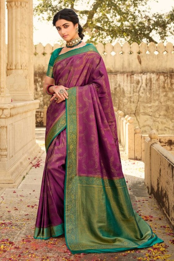 Grape Purple Kanjivaram Saree