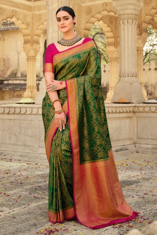 Forest Green Kanjivaram Saree