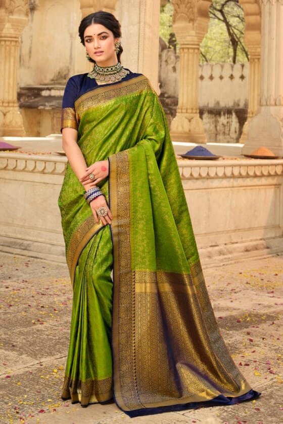 Sheen Green Kanjivaram Saree