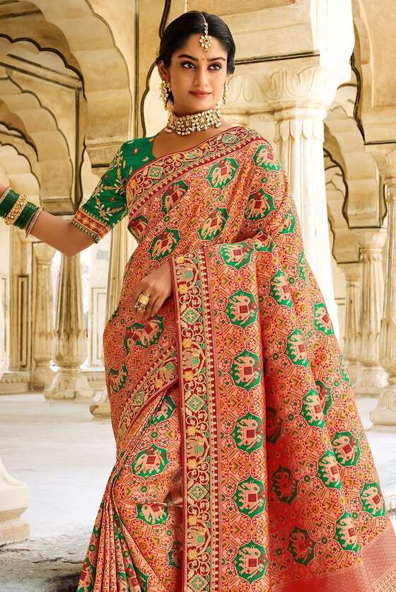 Orange Banarasi Saree