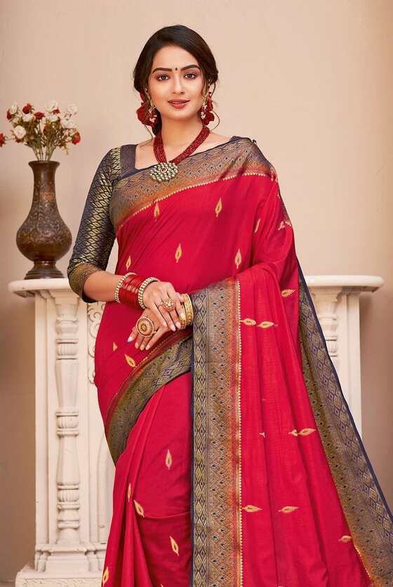 Ruby Red Banarasi Saree