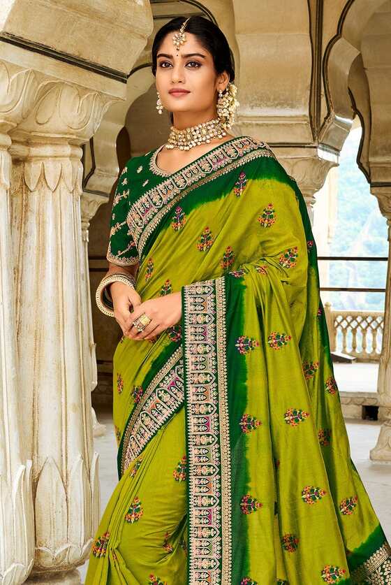 Juniper Green Dola Silk Saree