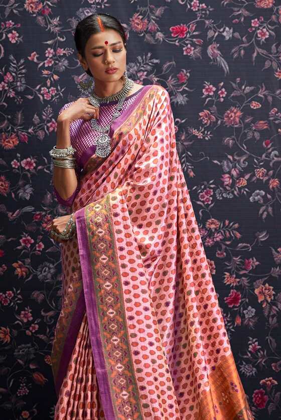 Pink Printed Patola Saree