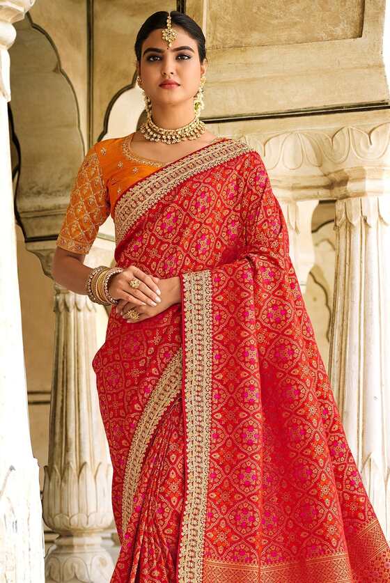 Red Dola Silk Saree