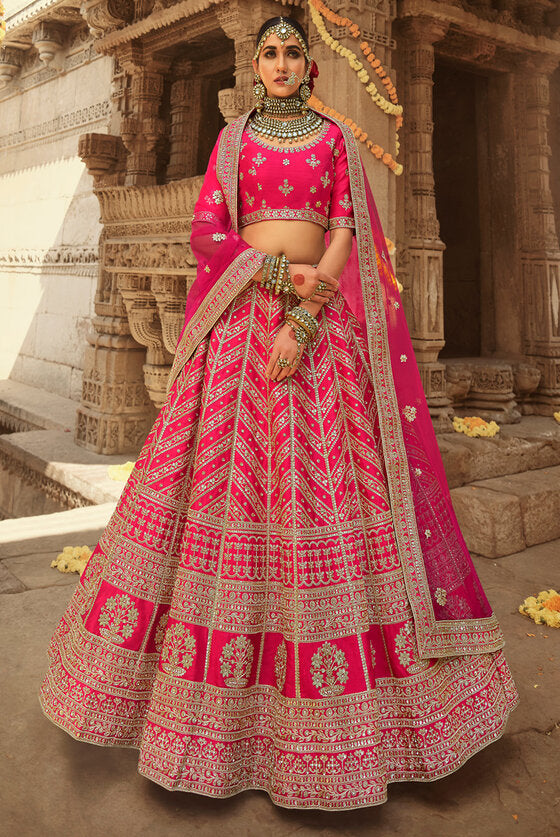 Princess Pink Heavy Embroidered Bridal Lehenga