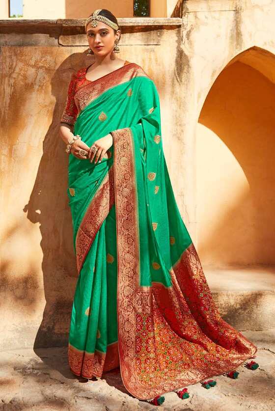 Dark Green Banarasi Patola Saree