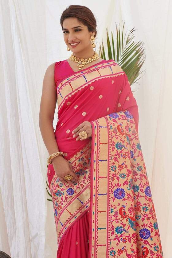 Tulip Pink Paithani Saree