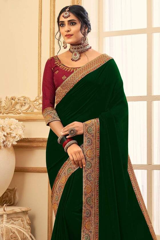 Cadmium Green South Silk Saree