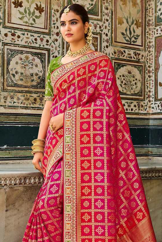 Magenta Pink Dola Silk Saree