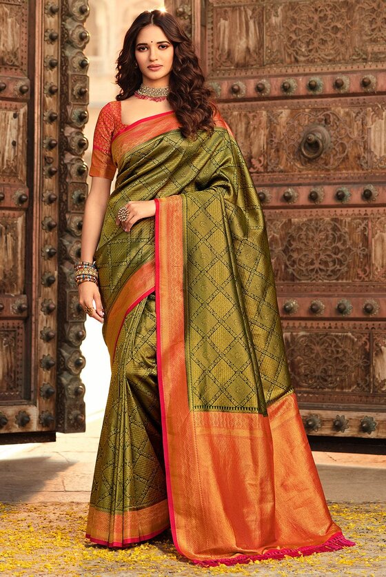 Juniper Green Kanjivaram Saree