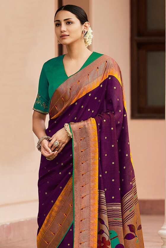 Dark Purple Paithani Saree