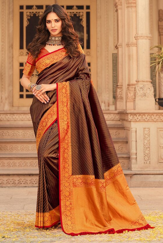 Brown Kanjivaram Saree