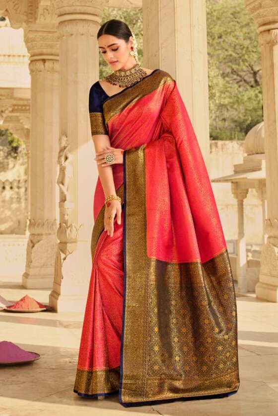 Punch Pink Kanjivaram Saree