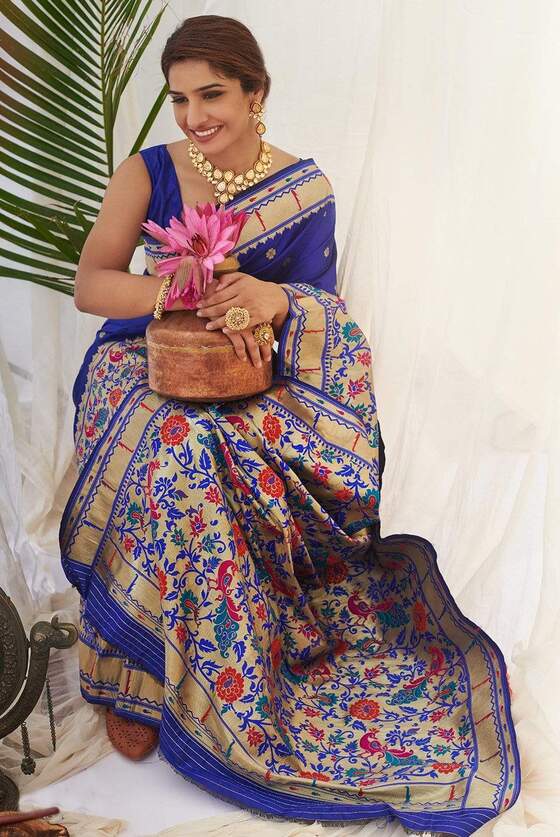 Ultramarine Blue Paithani Saree