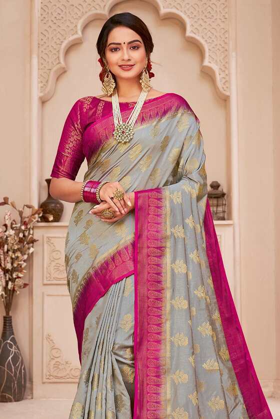 Pearl River Grey Banarasi Saree