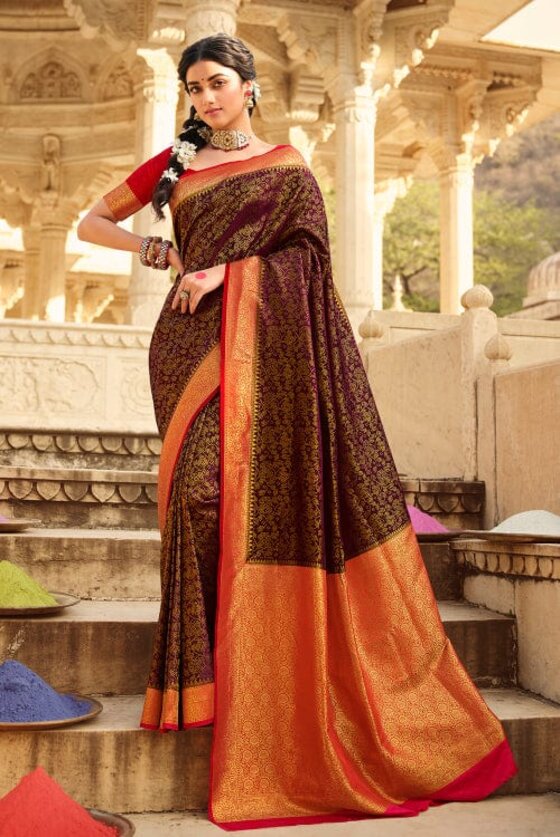 Cinnamon Brown Kanjivaram Saree