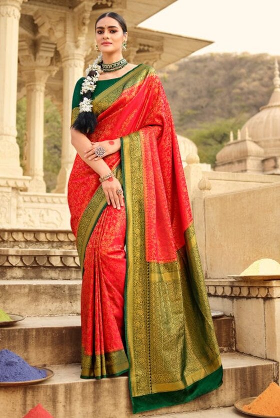 Candy Red Kanjivaram Saree