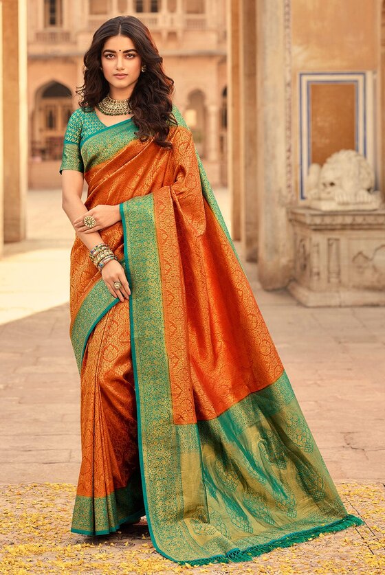 Sienna Orange Kanjivaram Saree