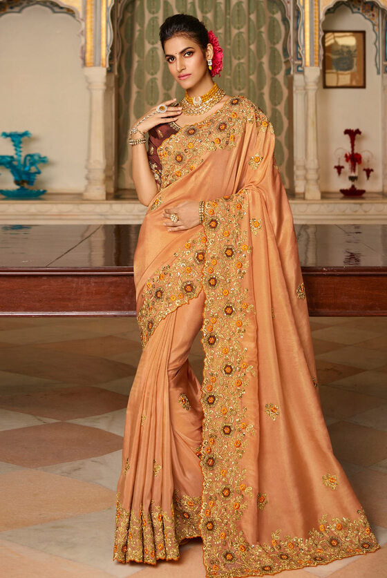 Peach Exclusive Designer Saree