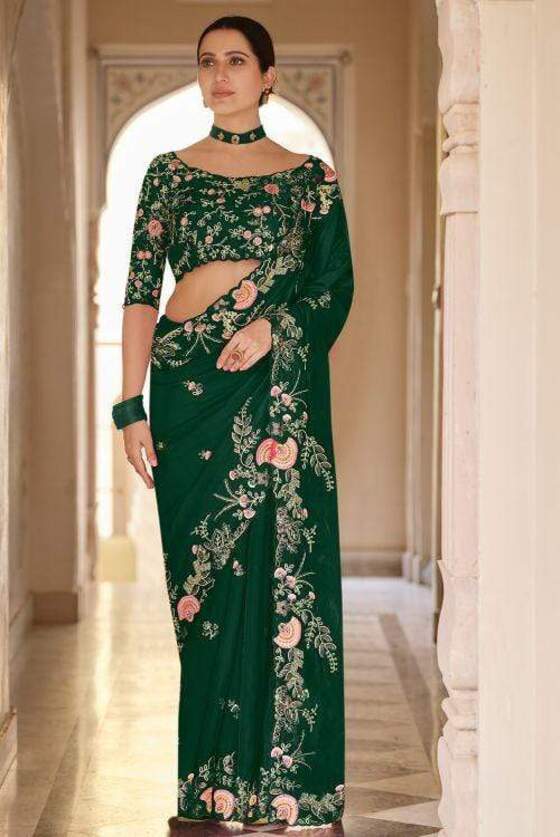 Green Exclusive Organza Designer Saree