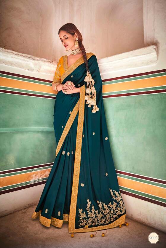 Green Crepe Silk Saree With Designer Blouse